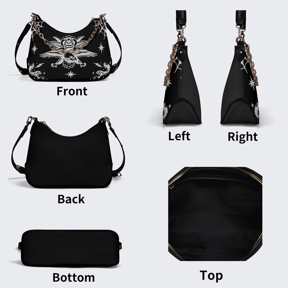 Gothic Eagle And Snake - Leather Crossbody Bag