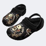 Reaper Skull Print - Fur Lined Slippers/Sandals