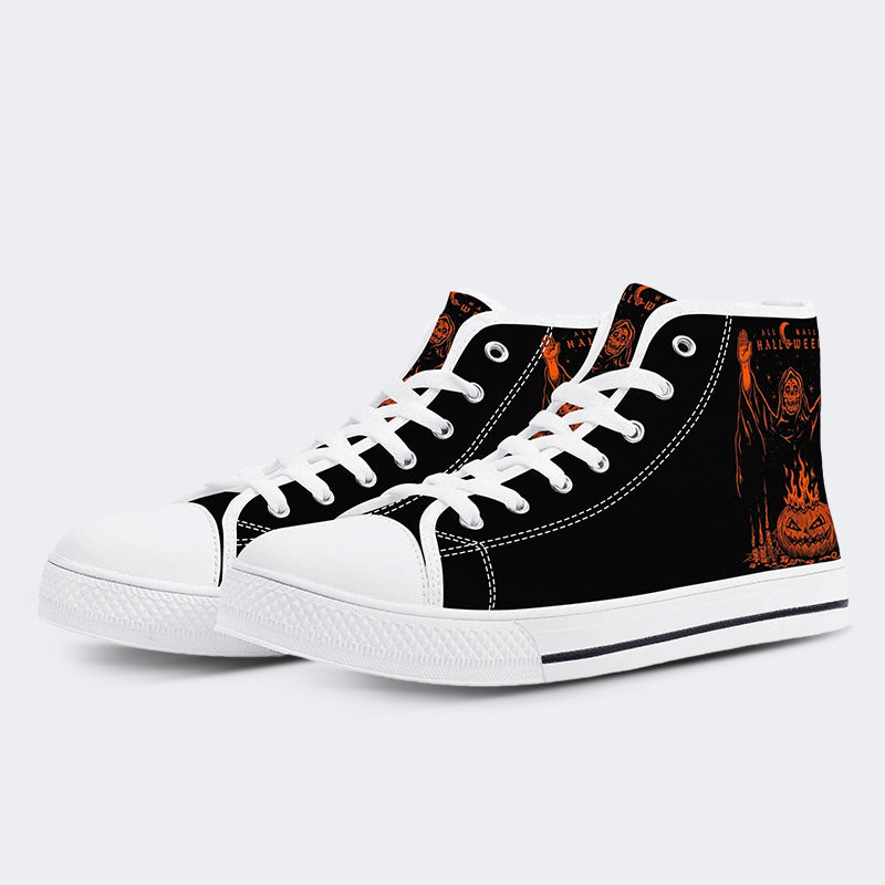 Unisex Halloween Horror Skull Print - High Top Canvas