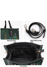close-up of metal buckle, PU leather texture, and adjustable black strap details