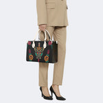 Sword And Moth Print - Leather Handbag