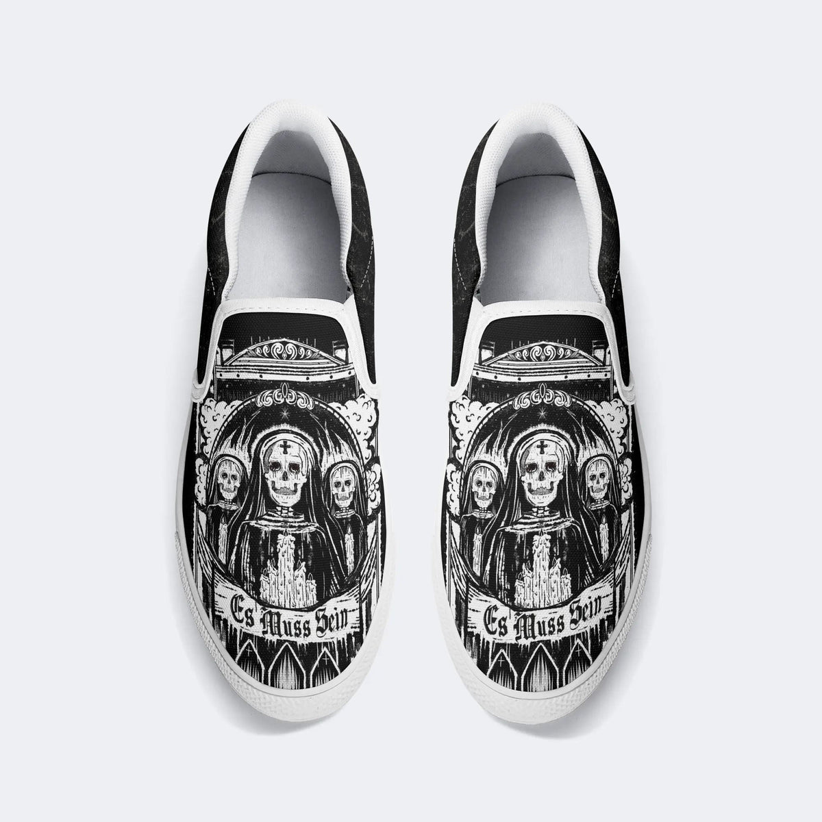 Unisex Skull Es Muss Sein Print - Slip On Shoes