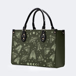 Moths In The Night Sky - Leather Handbag