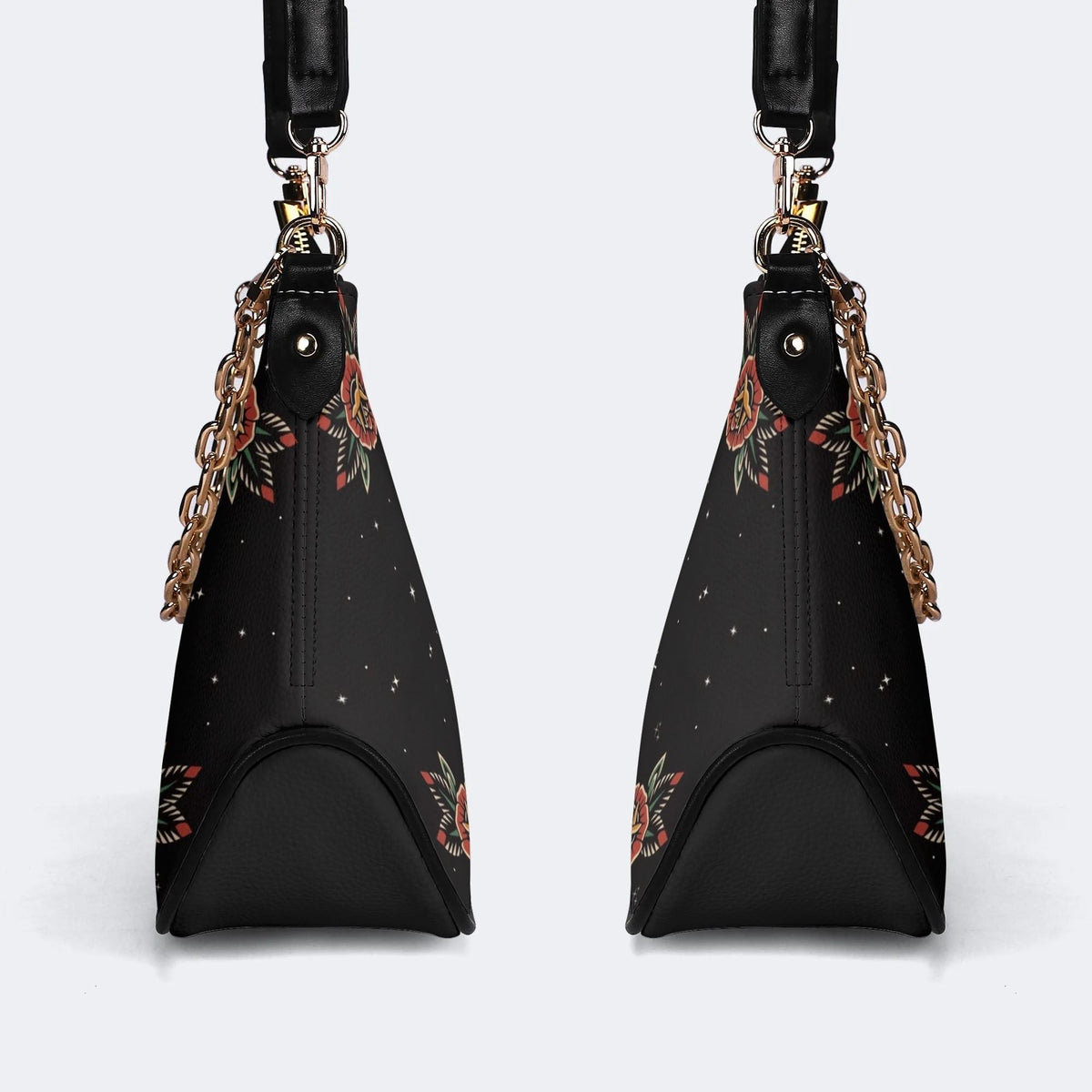 Vintage Cat And Moon Print - Leather Crossbody Bag