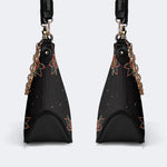 Vintage Cat And Moon Print - Leather Crossbody Bag