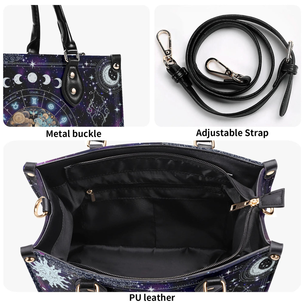 Gemini Starry Sky - Leather Handbag