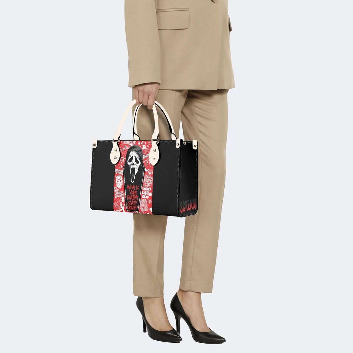 Horror Ghostface Print - Leather Handbag
