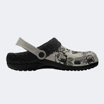 Retro Moth Print - Fur Lined Slippers/Sandals