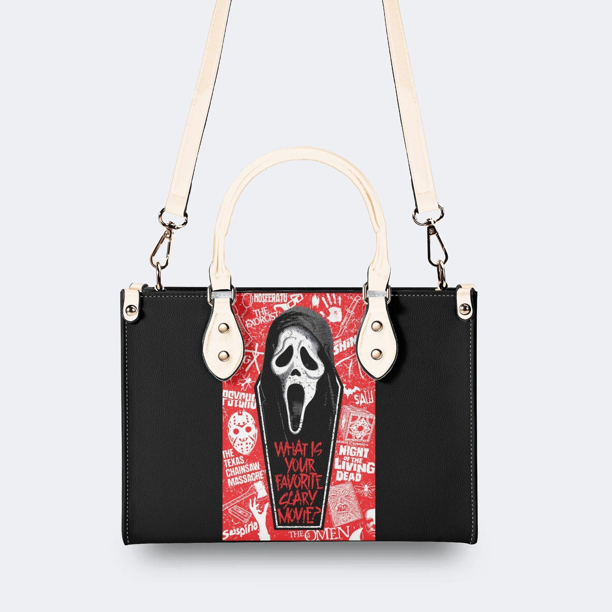Horror Ghostface Print - Leather Handbag