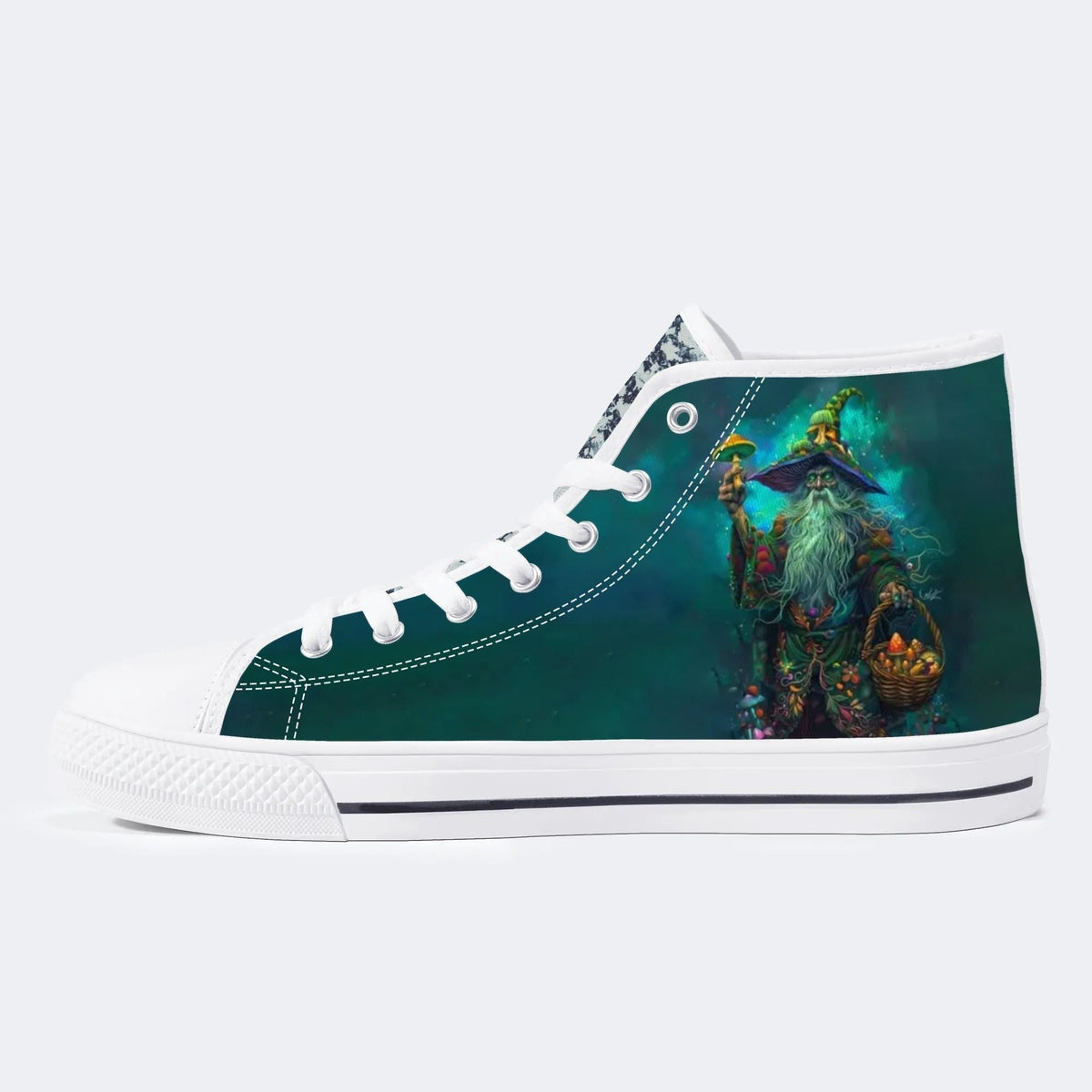 Unisex Fantasy Mushroom World Art Illustration Print - High Top Canvas