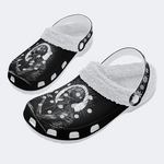 Skull Death Moth Print - Fur Lined Slippers/Sandals