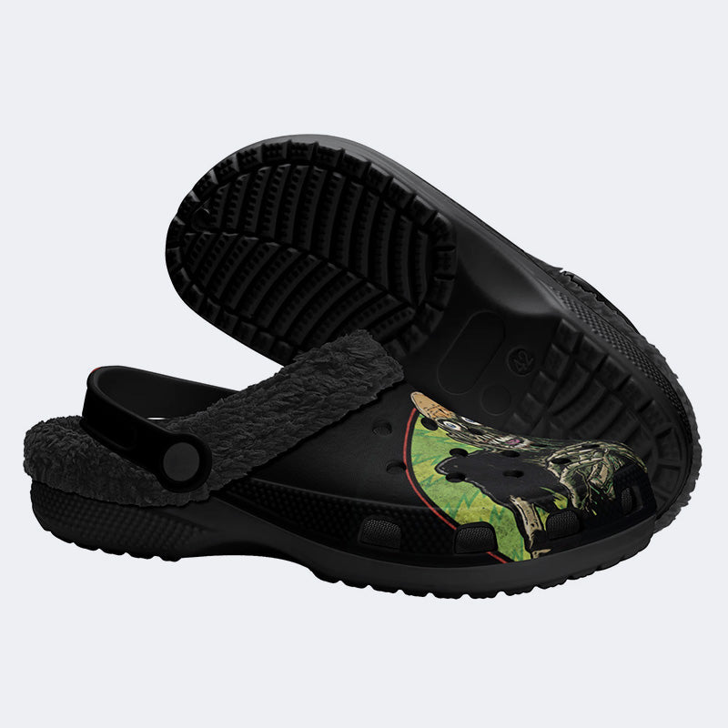 Unisex More Brains Print - Fur Lined Slippers/Sandals