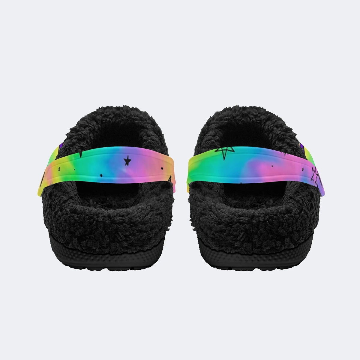 Colorful Skull Print - Fur Lined Slippers/Sandals
