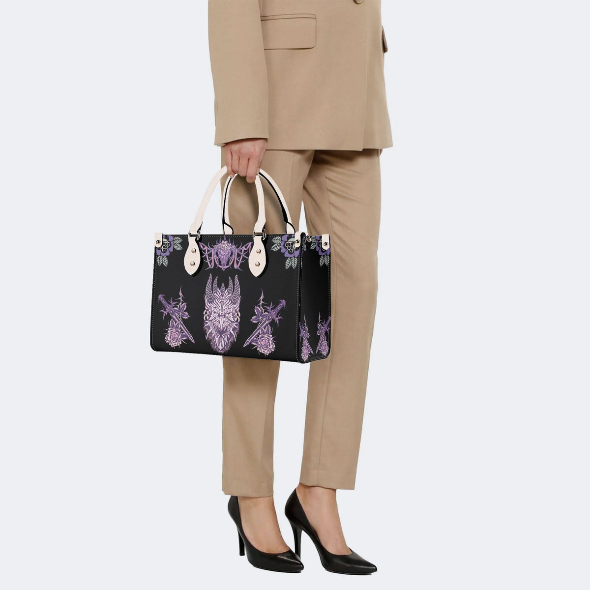 Unisex Devil Art Print - Leather Handbag