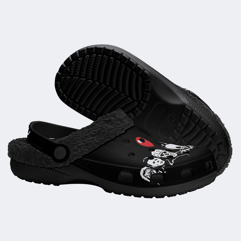The Monsters Print - Fur Lined Slippers/Sandals