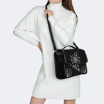 Spider Web Print - Leather Satchel Bag