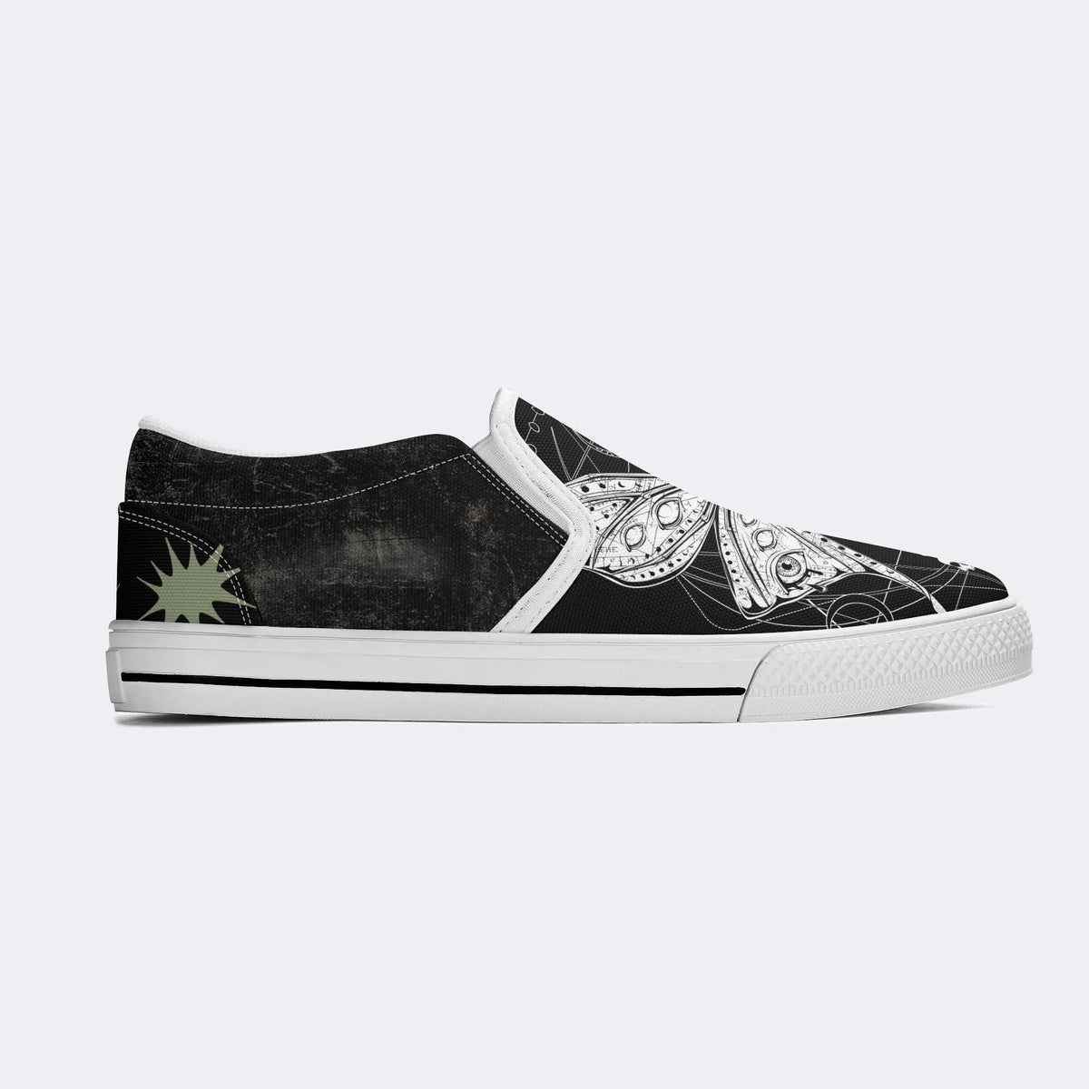 Unisex Death Moth Print - Slip On Shoes