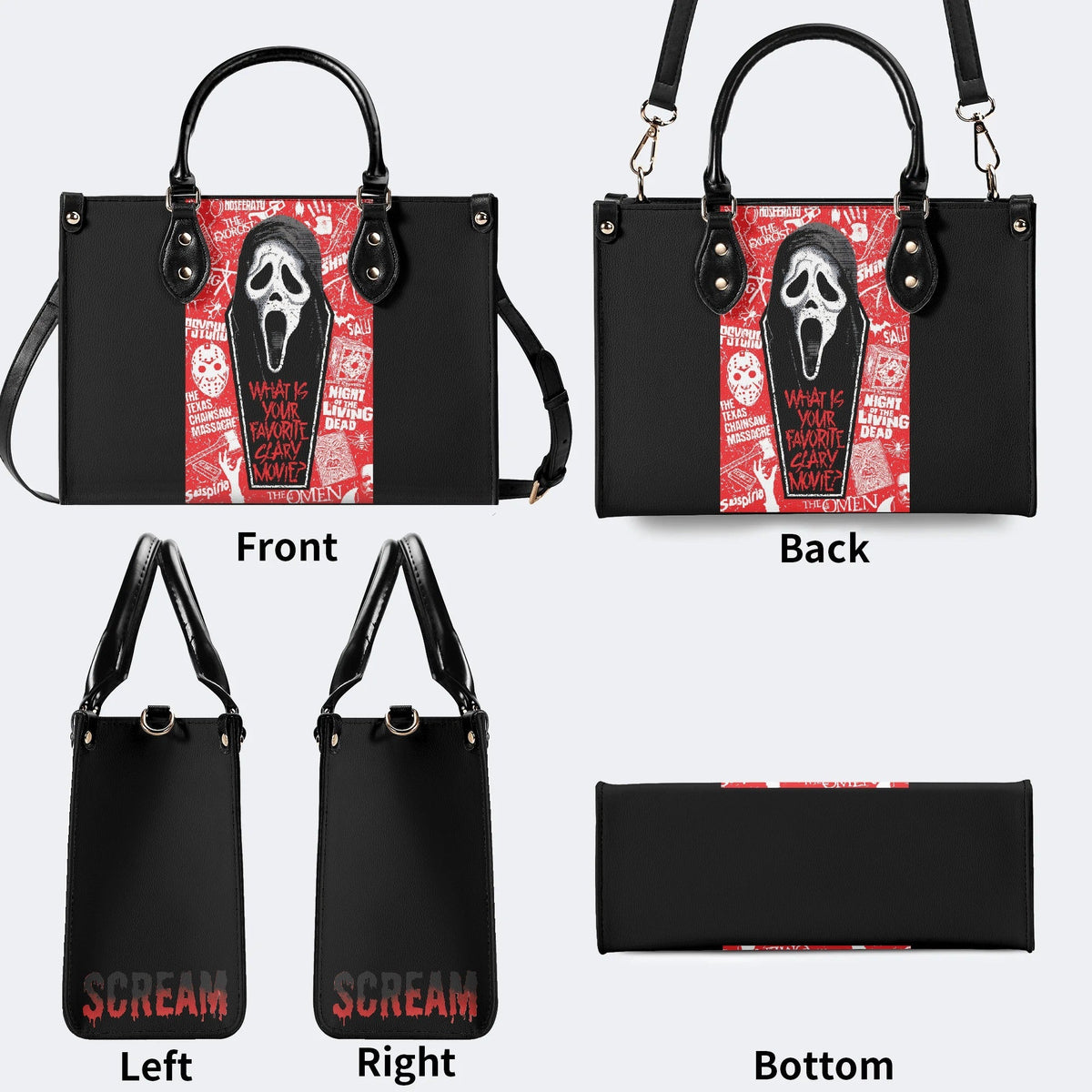 Horror Ghostface Print - Leather Handbag
