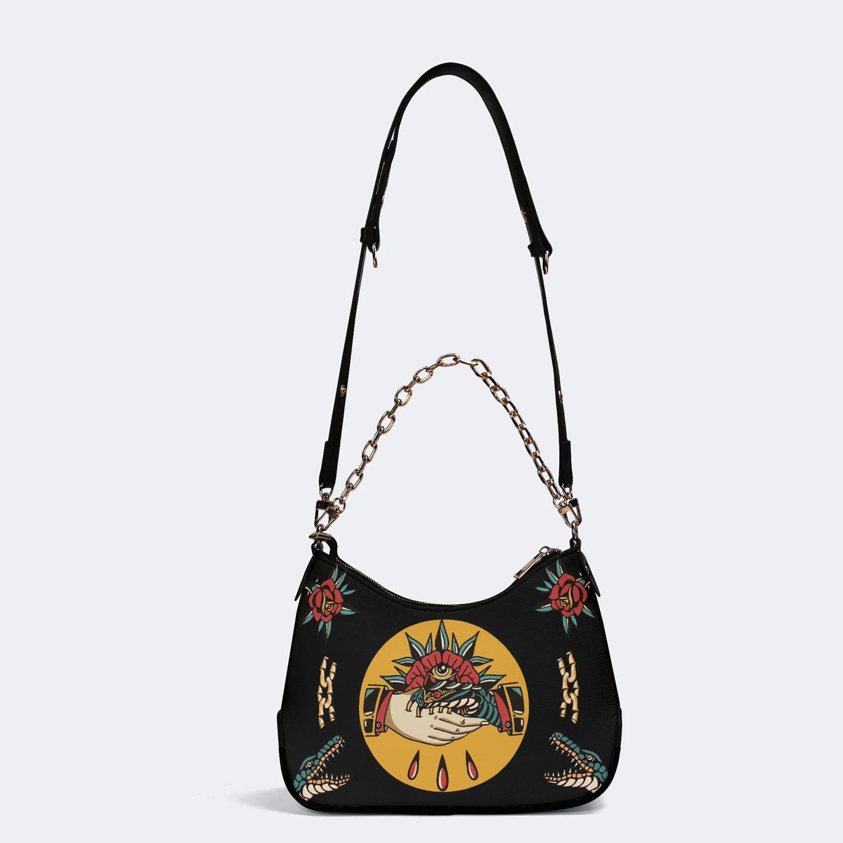 Trust No One Snake Print - Leather Crossbody Bag