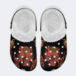 Horror Devil Print - Fur Lined Slippers/Sandals