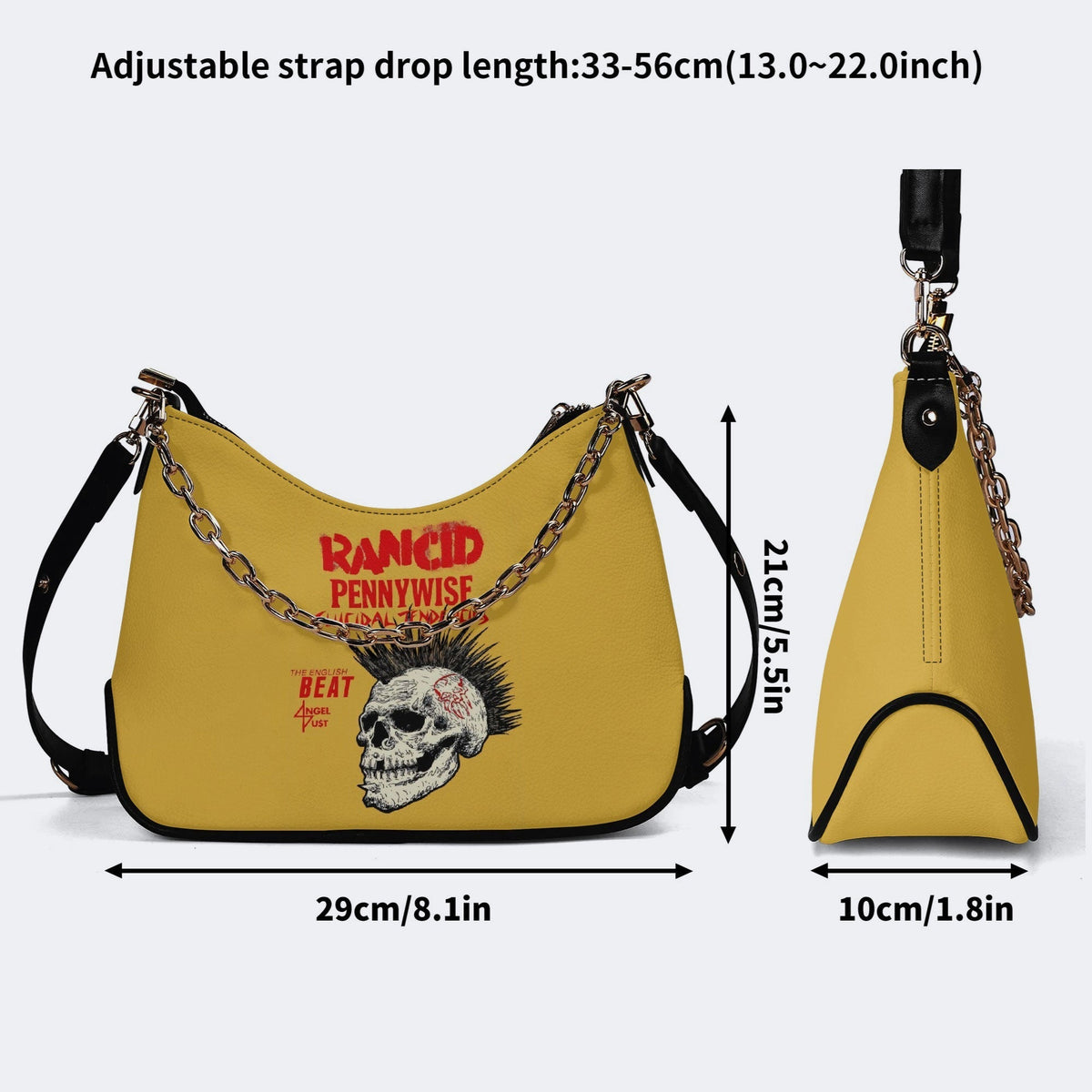 Rancid Skull Print - Leather Crossbody Bag