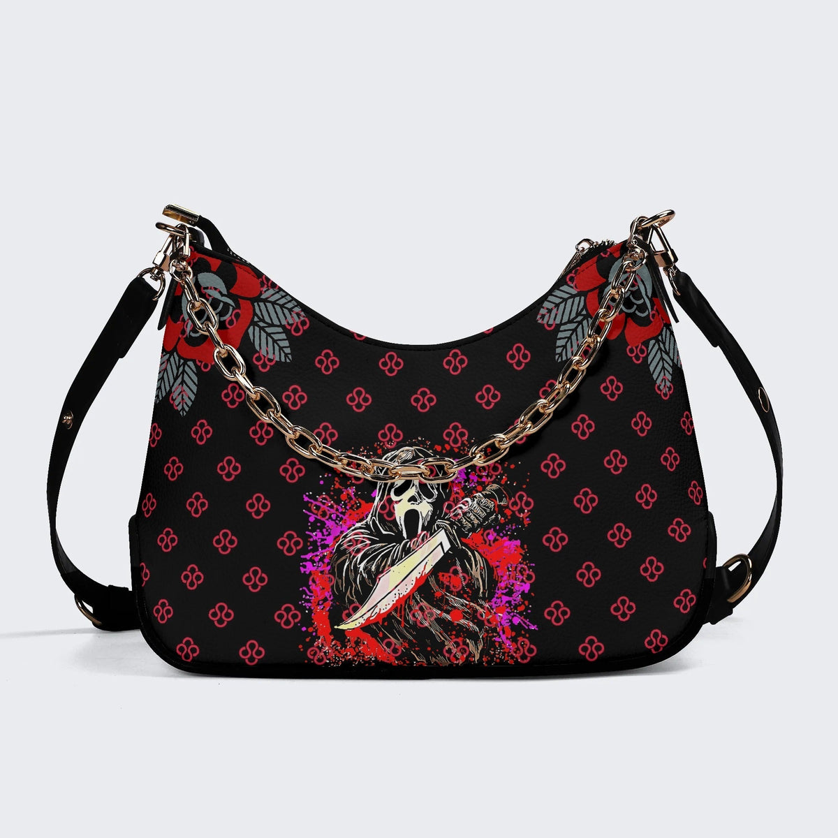 Horror Ghostface Print - Leather Crossbody Bag