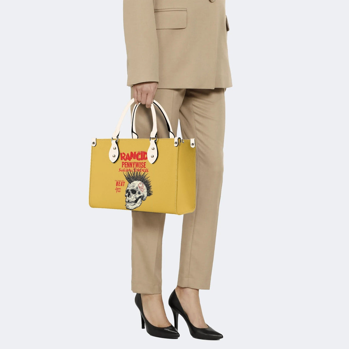 Rancid Skull Print - Leather Handbag