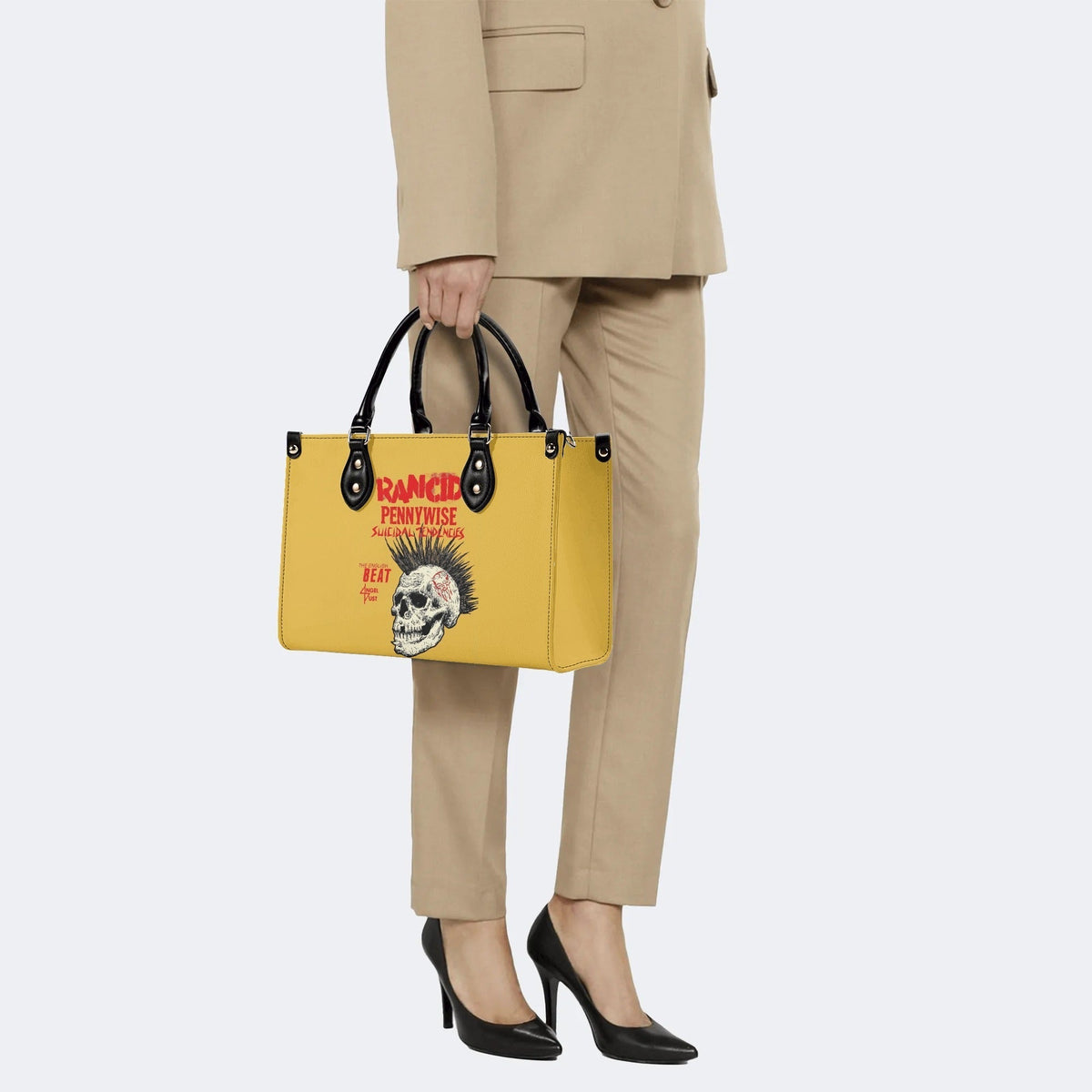 Rancid Skull Print - Leather Handbag