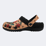 Vintage Rose Death Moth - Fur Lined Slippers/Sandals