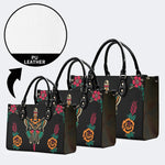Sword And Moth Print - Leather Handbag