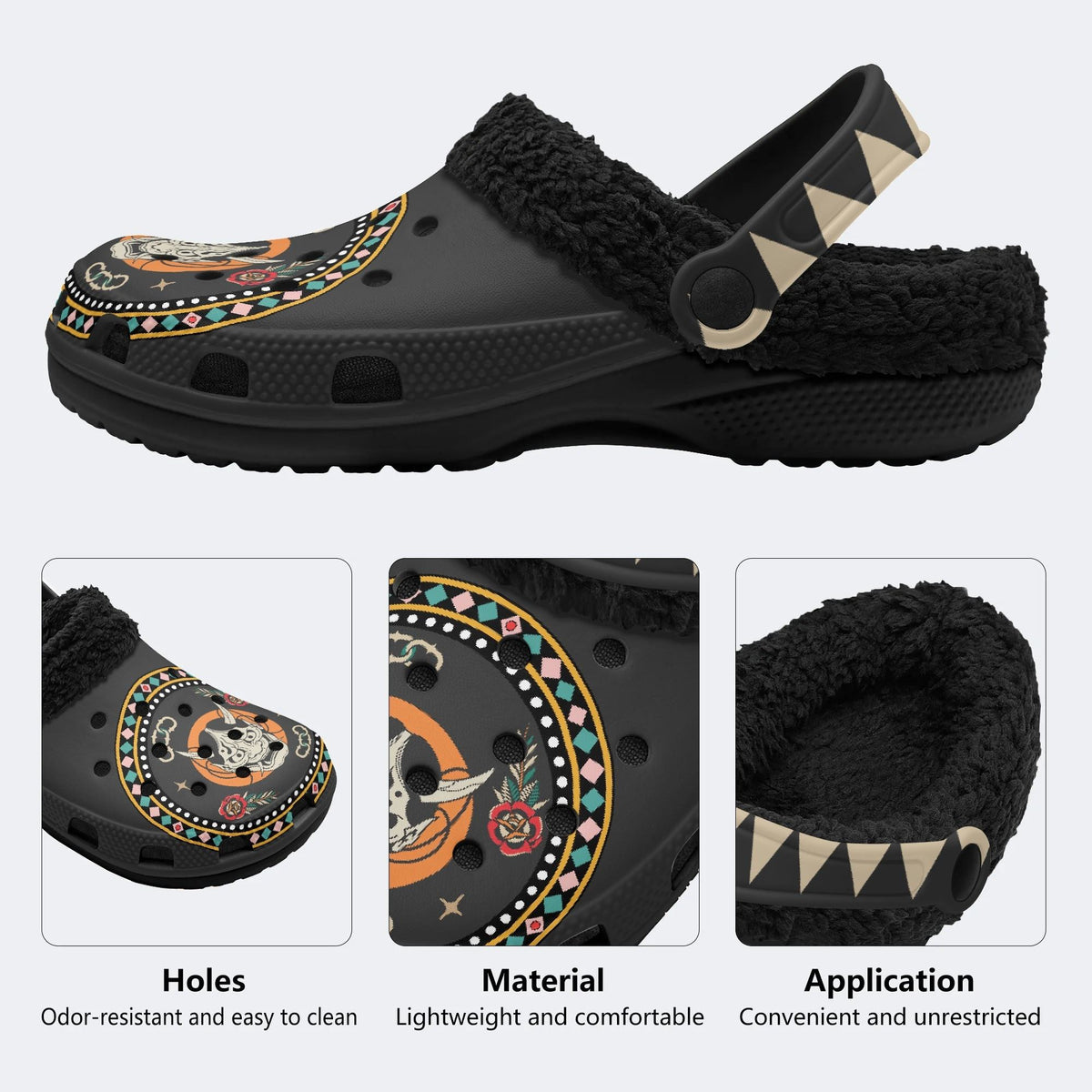 Horror Fangs Ghost Mask - Fur Lined Slippers/Sandals