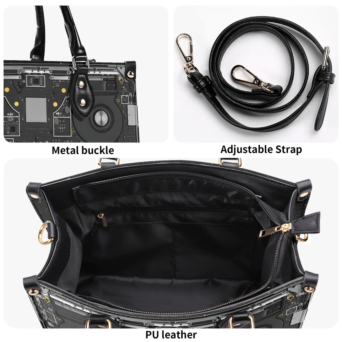 Mechanical Panel Print - Leather Handbag