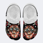 Skull Biker Print - Fur Lined Slippers/Sandals