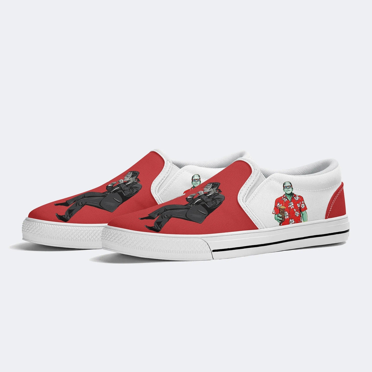 Pulp Frankenstein Halloween Print - Slip On Shoes