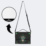 Irish Harp & Shamrocks Print - Leather Satchel Bag