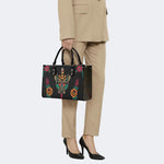 Sword And Moth Print - Leather Handbag