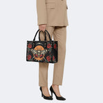 Rose Death Moth Art Print - Leather Handbag